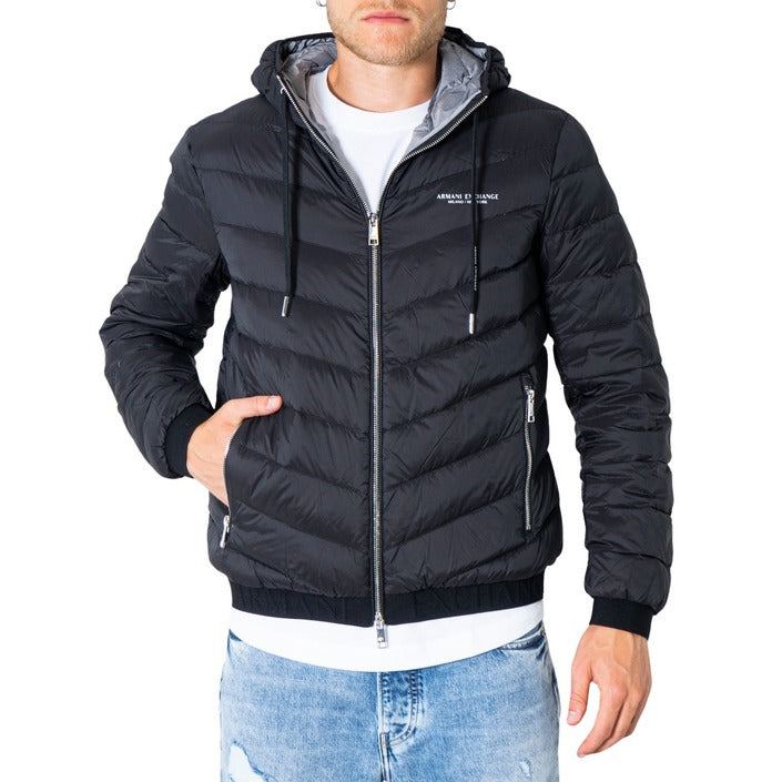 Armani Exchange® Cazadora Hombre Otoño/Invierno - Diseño Atemporal en Gris y Azul con Capucha y Cremallera Funcional