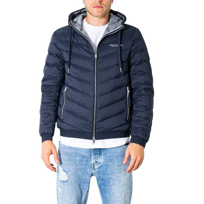 Armani Exchange® Cazadora Hombre Otoño/Invierno - Diseño Atemporal en Gris y Azul con Capucha y Cremallera Funcional