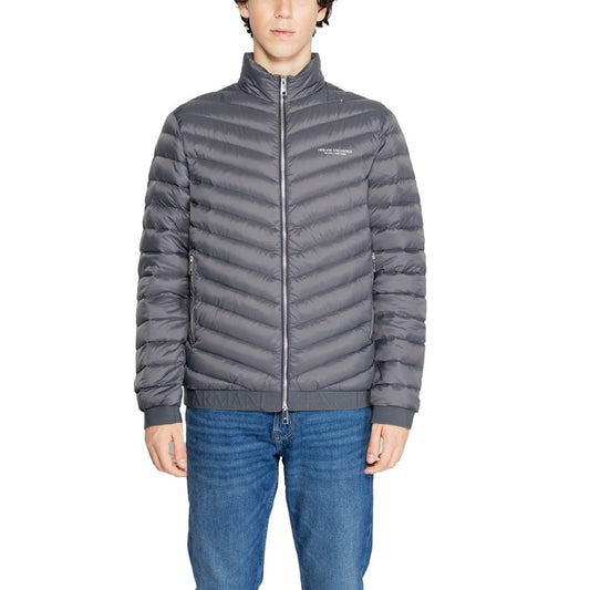 Armani Exchange® Cazadora Hombre Otoño/Invierno - Diseño Atemporal en Gris, Negro y Azul con Cuello Alto y Cremallera Funcional