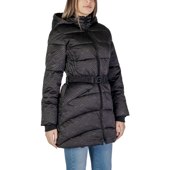 Guess® Cazadora Mujer Otoño/Invierno - Diseño Negro con Capucha, Cuello Alto y Cremallera