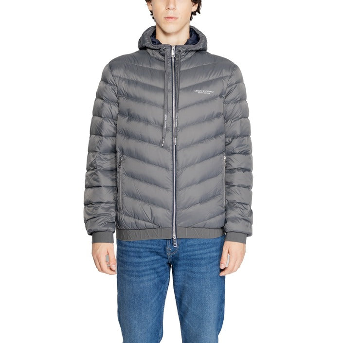 Armani Exchange® Cazadora Hombre Otoño/Invierno - Diseño Atemporal en Gris y Azul con Capucha y Cremallera Funcional